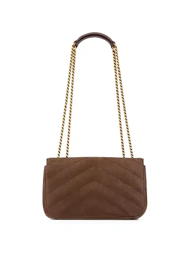 Saint Laurent Women's Loulou Shoulder Bag in Matelassé Suede - Brown Coffee | Thumbnail 5 Saint Laurent Women's Loulou Shoulder Bag in Matelassé Suede - Brown Coffee | Thumbnail 5