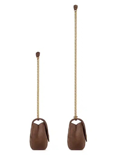 Saint Laurent Women's Loulou Shoulder Bag in Matelassé Suede - Brown Coffee | Thumbnail 7 Saint Laurent Women's Loulou Shoulder Bag in Matelassé Suede - Brown Coffee | Thumbnail 7
