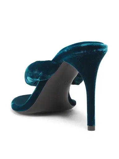 ALAIA Women's Tong 90MM Velvet Mules - Petrole | Thumbnail 3 ALAIA Women's Tong 90MM Velvet Mules - Petrole | Thumbnail 3