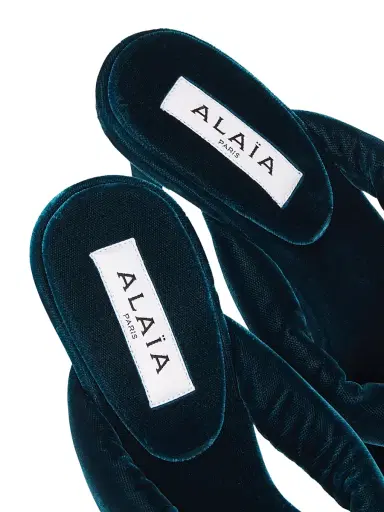 ALAIA Women's Tong 90MM Velvet Mules - Petrole | Thumbnail 6 ALAIA Women's Tong 90MM Velvet Mules - Petrole | Thumbnail 6