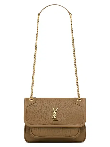 Saint Laurent Women's Niki Mini Bag in Grained Lambskin - Dark Cork | Thumbnail 1 Saint Laurent Women's Niki Mini Bag in Grained Lambskin - Dark Cork | Thumbnail 1