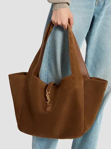 Saint Laurent Women's Le Bea in Suede Tote Bag - Caramel Cognac | Thumbnail 3 Saint Laurent Women's Le Bea in Suede Tote Bag - Caramel Cognac | Thumbnail 3