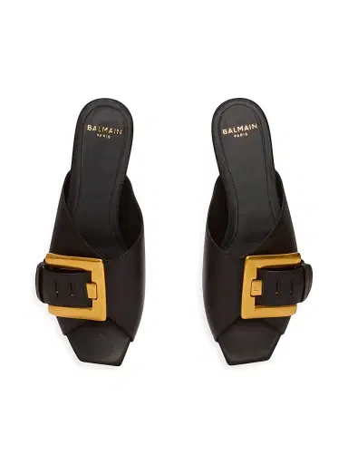 Balmain Women's Anthe Buckle-Accented Leather Sandals - Noir | Thumbnail 4 Balmain Women's Anthe Buckle-Accented Leather Sandals - Noir | Thumbnail 4