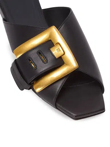 Balmain Women's Anthe Buckle-Accented Leather Sandals - Noir | Thumbnail 6 Balmain Women's Anthe Buckle-Accented Leather Sandals - Noir | Thumbnail 6