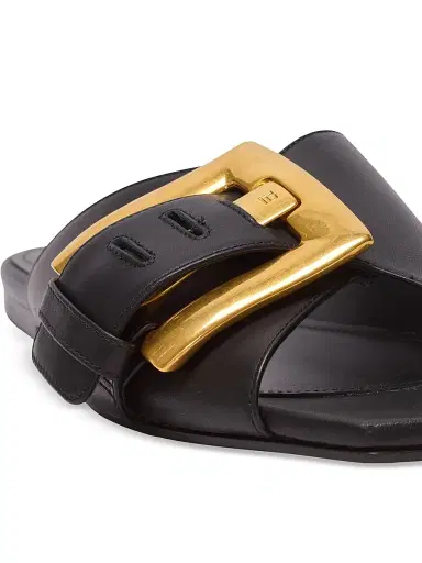 Balmain Women's Anthe Buckle-Accented Leather Sandals - Noir | Thumbnail 7 Balmain Women's Anthe Buckle-Accented Leather Sandals - Noir | Thumbnail 7
