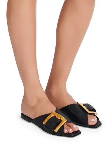 Balmain Women's Anthe Buckle-Accented Leather Sandals - Noir | Thumbnail 8 Balmain Women's Anthe Buckle-Accented Leather Sandals - Noir | Thumbnail 8