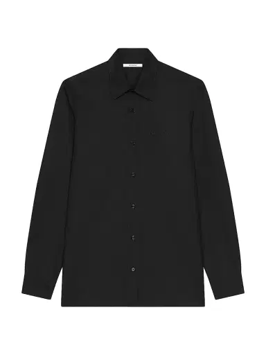 Givenchy Men's Slim Fit Shirt in Poplin with Paris Jacquard - Black | Thumbnail 1 Givenchy Men's Slim Fit Shirt in Poplin with Paris Jacquard - Black | Thumbnail 1