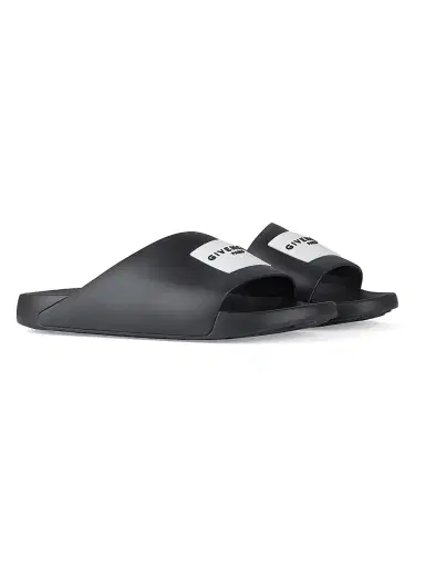 Givenchy Men's Label Slide Flat Mules in Rubber - Black | Thumbnail 2 Givenchy Men's Label Slide Flat Mules in Rubber - Black | Thumbnail 2