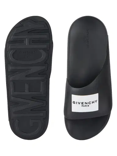 Givenchy Men's Label Slide Flat Mules in Rubber - Black | Thumbnail 5 Givenchy Men's Label Slide Flat Mules in Rubber - Black | Thumbnail 5
