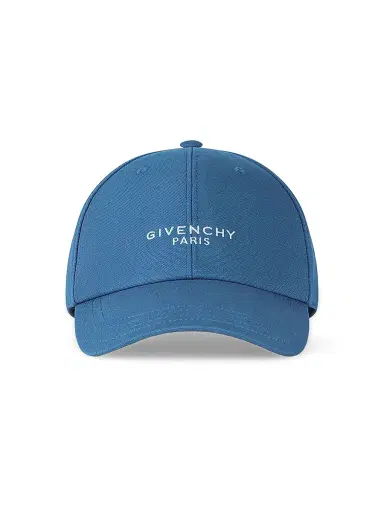 Givenchy Men's Paris Embroidered Cap in Cotton - Military Blue | Thumbnail 1 Givenchy Men's Paris Embroidered Cap in Cotton - Military Blue | Thumbnail 1