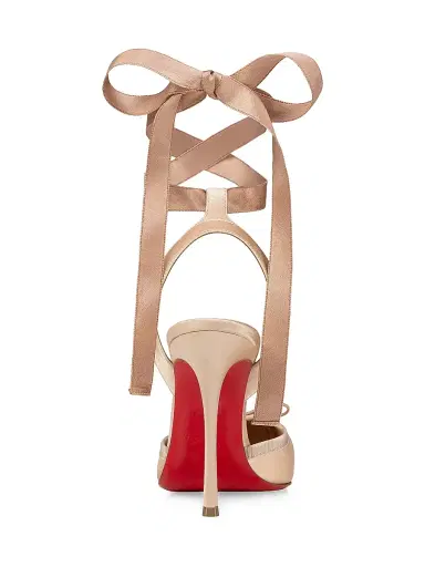 Christian Louboutin Women's Cassia Lace Up 100MM Satin Pumps - Blush | Thumbnail 3 Christian Louboutin Women's Cassia Lace Up 100MM Satin Pumps - Blush | Thumbnail 3