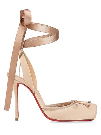 Christian Louboutin Women's Cassia Lace Up 100MM Satin Pumps - Blush | Thumbnail 1 Christian Louboutin Women's Cassia Lace Up 100MM Satin Pumps - Blush | Thumbnail 1