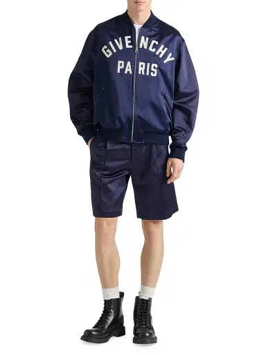 Givenchy Men's GIVENCHY Paris zipped blouson in satin - Navy | Thumbnail 2 Givenchy Men's GIVENCHY Paris zipped blouson in satin - Navy | Thumbnail 2