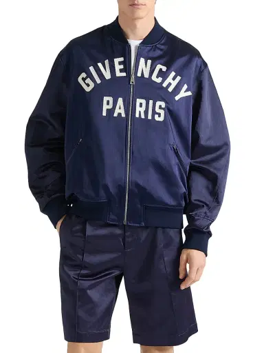 Givenchy Men's GIVENCHY Paris zipped blouson in satin - Navy | Thumbnail 3 Givenchy Men's GIVENCHY Paris zipped blouson in satin - Navy | Thumbnail 3