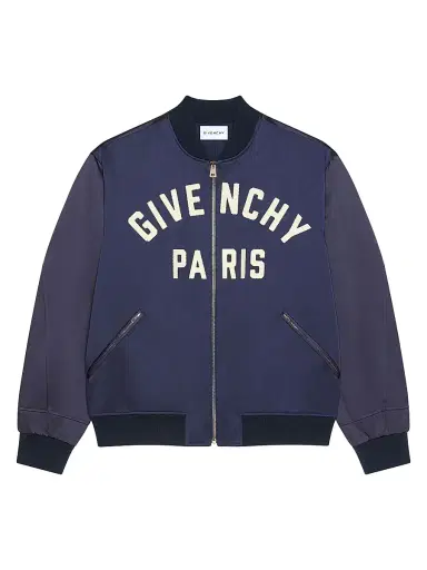 Givenchy Men's GIVENCHY Paris zipped blouson in satin - Navy | Thumbnail 1 Givenchy Men's GIVENCHY Paris zipped blouson in satin - Navy | Thumbnail 1