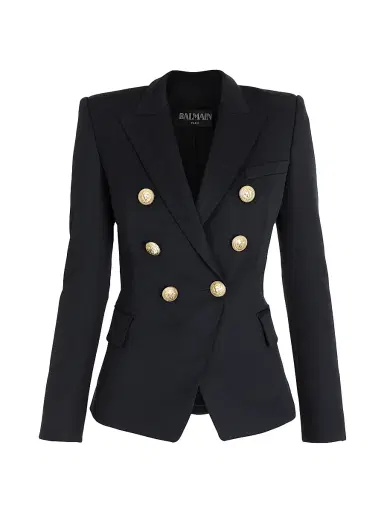 Balmain Women's Double-Breasted Wool Jacket - Black | Thumbnail 1 Balmain Women's Double-Breasted Wool Jacket - Black | Thumbnail 1