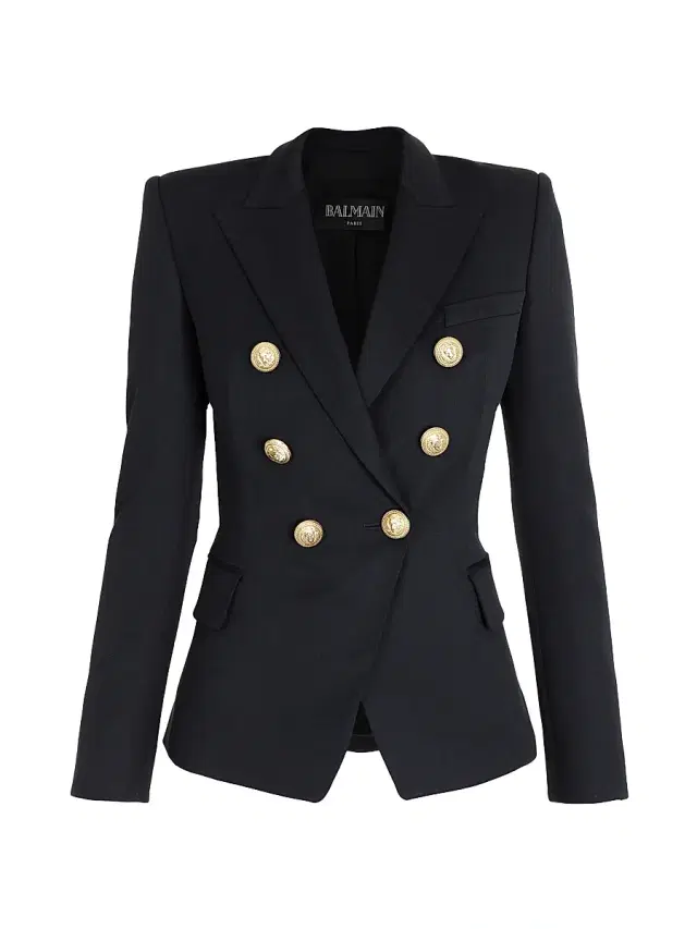 Women's Double-Breasted Wool Jacket - Black Women's Double-Breasted Wool Jacket - Black