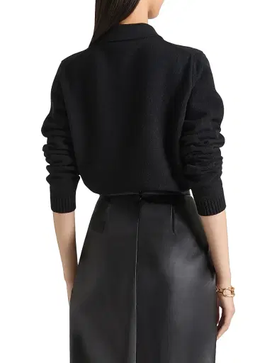 Givenchy Women's Polo Sweater in Wool and Cashmere - Black | Thumbnail 3 Givenchy Women's Polo Sweater in Wool and Cashmere - Black | Thumbnail 3