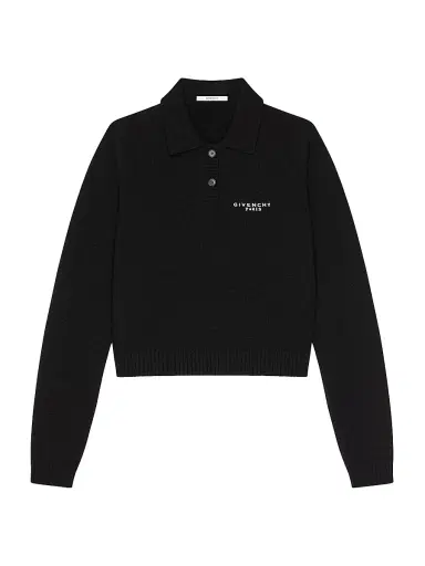 Givenchy Women's Polo Sweater in Wool and Cashmere - Black | Thumbnail 1 Givenchy Women's Polo Sweater in Wool and Cashmere - Black | Thumbnail 1