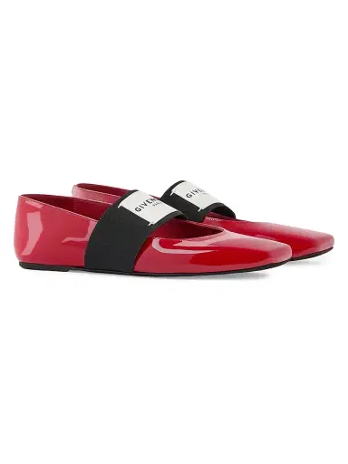 Givenchy Women's Sliced Square Ballerinas in Patent Leather - Deep Red | Thumbnail 2 Givenchy Women's Sliced Square Ballerinas in Patent Leather - Deep Red | Thumbnail 2