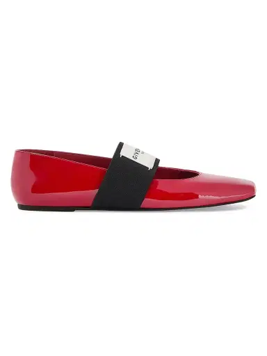 Givenchy Women's Sliced Square Ballerinas in Patent Leather - Deep Red | Thumbnail 1 Givenchy Women's Sliced Square Ballerinas in Patent Leather - Deep Red | Thumbnail 1