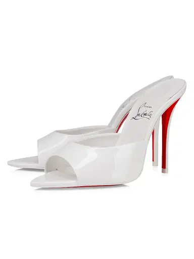 Christian Louboutin Women's Miss Z 100MM Patent Leather Mule Sandals - Bianco | Thumbnail 2 Christian Louboutin Women's Miss Z 100MM Patent Leather Mule Sandals - Bianco | Thumbnail 2