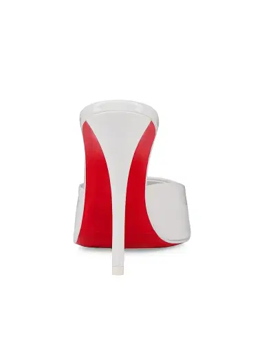 Christian Louboutin Women's Miss Z 100MM Patent Leather Mule Sandals - Bianco | Thumbnail 3 Christian Louboutin Women's Miss Z 100MM Patent Leather Mule Sandals - Bianco | Thumbnail 3