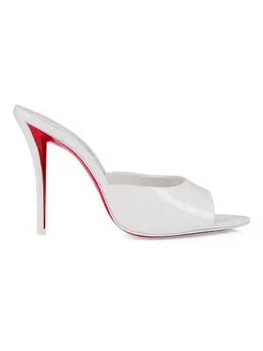 Christian Louboutin Women's Miss Z 100MM Patent Leather Mule Sandals - Bianco | Thumbnail 1 Christian Louboutin Women's Miss Z 100MM Patent Leather Mule Sandals - Bianco | Thumbnail 1
