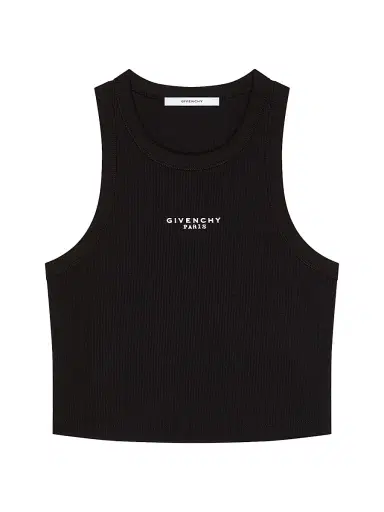 Givenchy Women's Cropped Tank Top in Cotton with Paris Print - Black | Thumbnail 1 Givenchy Women's Cropped Tank Top in Cotton with Paris Print - Black | Thumbnail 1
