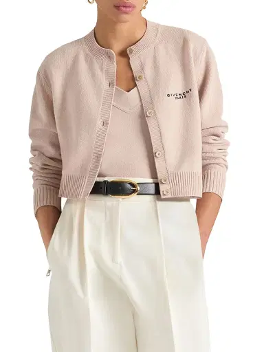 Givenchy Women's Cropped Cardigan in Wool and Cashmere - Powder | Thumbnail 2 Givenchy Women's Cropped Cardigan in Wool and Cashmere - Powder | Thumbnail 2
