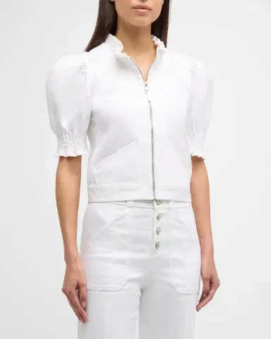 Cinq a Sept Anabella Short-Sleeve Zip-Front Jacket | Thumbnail 4 Cinq a Sept Anabella Short-Sleeve Zip-Front Jacket | Thumbnail 4