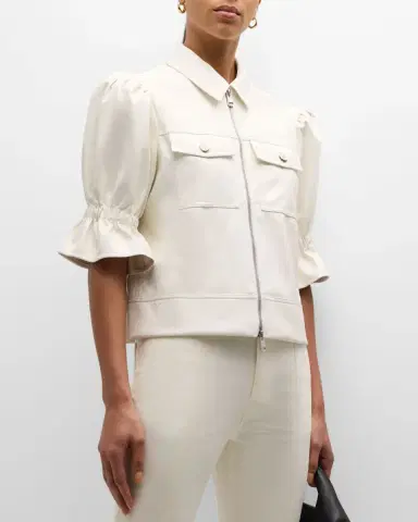 Cinq a Sept Holly Cropped Vegan Leather Jacket | Thumbnail 3 Cinq a Sept Holly Cropped Vegan Leather Jacket | Thumbnail 3