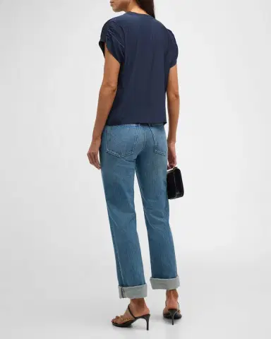 Cinq à Sept Lorainne Short Ruched-Sleeve Silk Top | Thumbnail 2 Cinq à Sept Lorainne Short Ruched-Sleeve Silk Top | Thumbnail 2