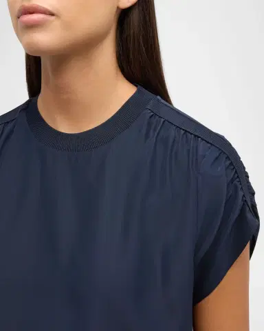 Cinq à Sept Lorainne Short Ruched-Sleeve Silk Top | Thumbnail 5 Cinq à Sept Lorainne Short Ruched-Sleeve Silk Top | Thumbnail 5