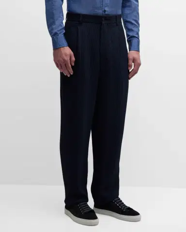 Giorgio Armani Men's Loose-Fit Seersucker Pants | Thumbnail 4 Giorgio Armani Men's Loose-Fit Seersucker Pants | Thumbnail 4