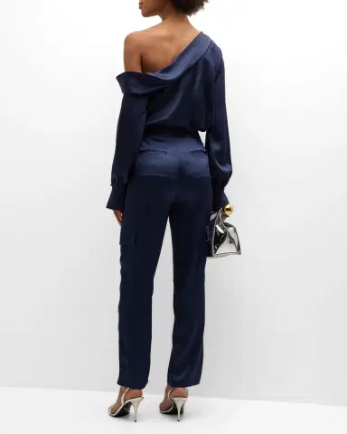 SIMKHAI Alice Draped Satin One-Shoulder Top | Thumbnail 3 SIMKHAI Alice Draped Satin One-Shoulder Top | Thumbnail 3
