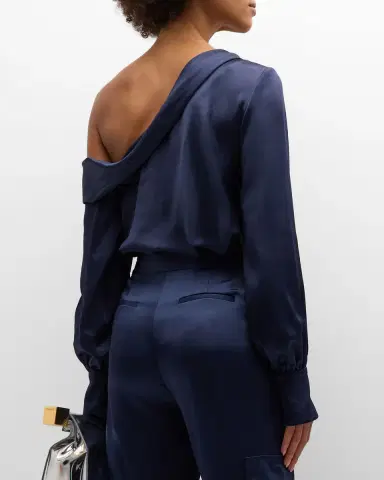 SIMKHAI Alice Draped Satin One-Shoulder Top | Thumbnail 6 SIMKHAI Alice Draped Satin One-Shoulder Top | Thumbnail 6
