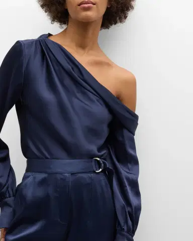 SIMKHAI Alice Draped Satin One-Shoulder Top | Thumbnail 7 SIMKHAI Alice Draped Satin One-Shoulder Top | Thumbnail 7