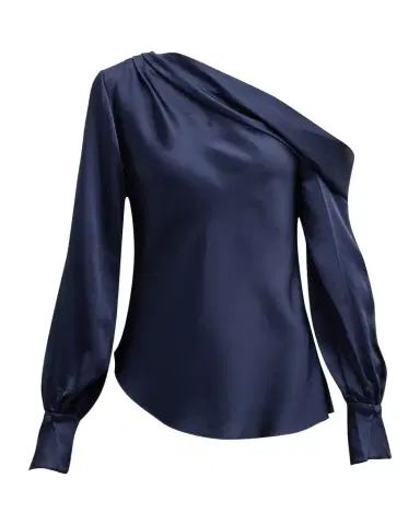 SIMKHAI Alice Draped Satin One-Shoulder Top | Thumbnail 1 SIMKHAI Alice Draped Satin One-Shoulder Top | Thumbnail 1