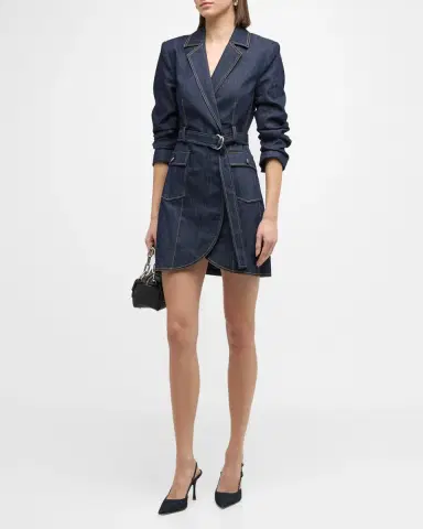 Cinq à Sept Jenessa Belted Denim Mini Wrap Shirtdress | Thumbnail 2 Cinq à Sept Jenessa Belted Denim Mini Wrap Shirtdress | Thumbnail 2