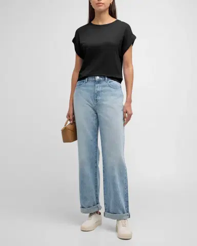 Majestic Filatures French Terry Rolled-Cuff Short-Sleeve Crewneck Tee | Thumbnail 2 Majestic Filatures French Terry Rolled-Cuff Short-Sleeve Crewneck Tee | Thumbnail 2