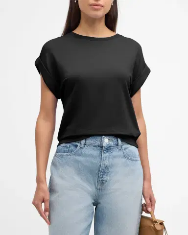 Majestic Filatures French Terry Rolled-Cuff Short-Sleeve Crewneck Tee | Thumbnail 4 Majestic Filatures French Terry Rolled-Cuff Short-Sleeve Crewneck Tee | Thumbnail 4