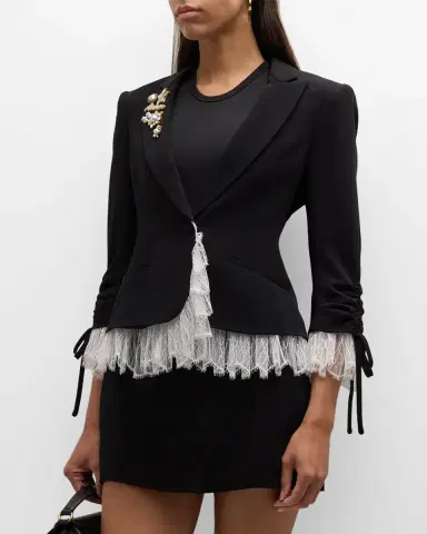 Cinq a Sept Le Petit Lace and Brooch Roxie Blazer | Thumbnail 2 Cinq a Sept Le Petit Lace and Brooch Roxie Blazer | Thumbnail 2