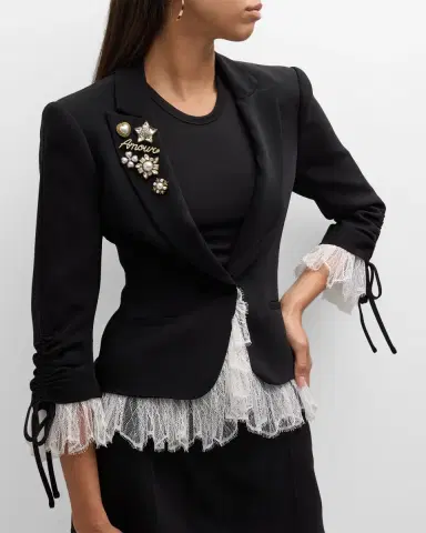 Cinq a Sept Le Petit Lace and Brooch Roxie Blazer | Thumbnail 7 Cinq a Sept Le Petit Lace and Brooch Roxie Blazer | Thumbnail 7