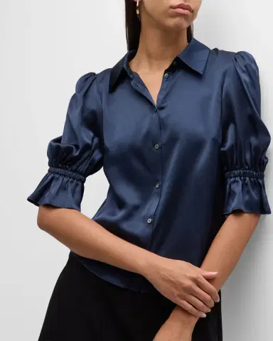 Cinq à Sept Fiona Silk Satin Short-Sleeve Top | Thumbnail 7 Cinq à Sept Fiona Silk Satin Short-Sleeve Top | Thumbnail 7
