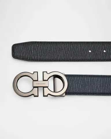 Ferragamo Men's Reversible Leather Gancini-Buckle Belt | Thumbnail 2 Ferragamo Men's Reversible Leather Gancini-Buckle Belt | Thumbnail 2