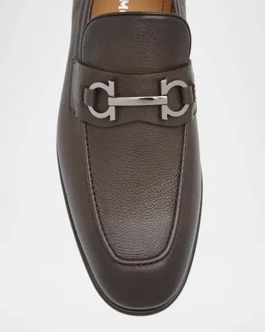 Ferragamo Men's Foster Grained Leather Gancini Bit Loafers | Thumbnail 6 Ferragamo Men's Foster Grained Leather Gancini Bit Loafers | Thumbnail 6