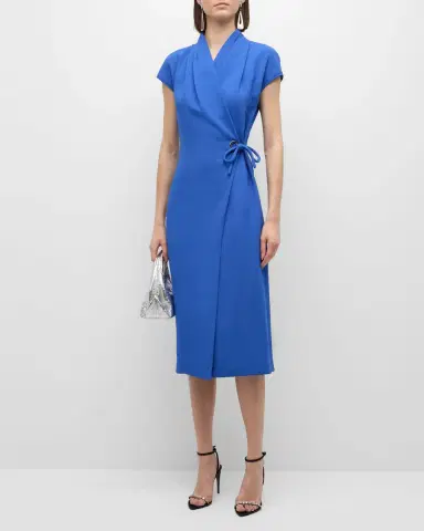Giorgio Armani Wrap Midi Dress with Tie Detail | Thumbnail 2 Giorgio Armani Wrap Midi Dress with Tie Detail | Thumbnail 2