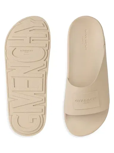 Givenchy Men's Label Slide Mules in Rubber - Taupe | Thumbnail 5 Givenchy Men's Label Slide Mules in Rubber - Taupe | Thumbnail 5