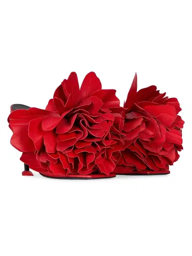 Givenchy Women's Boudoir Heeled Mules in Leather with Petals - Vermillon - Size 7 | Thumbnail 2 Givenchy Women's Boudoir Heeled Mules in Leather with Petals - Vermillon - Size 7 | Thumbnail 2